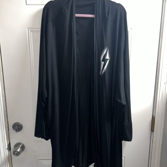 New Torrid 5xl Super Soft Black Open Front Kimono Cocoon Cardigan Lightning Bolt - Picture 2 of 5